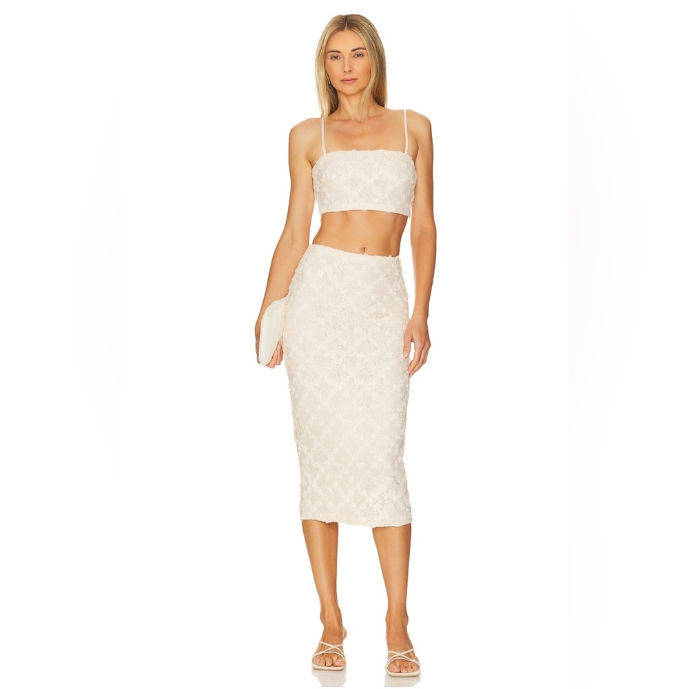 Camila Coelho Veranda midi skirt in ivory size medium